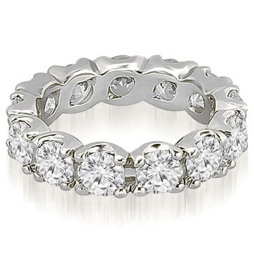 14K White Gold 3.40 cttw. Round Cut Diamond FishTail Eternity Ring HI, SI1-2