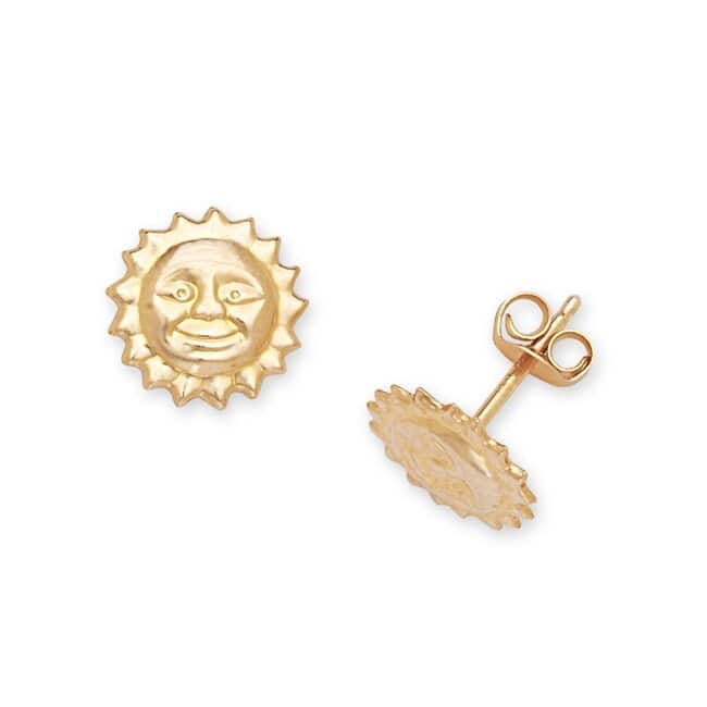 Curata 14k Yellow Gold Children's Sun Stamping Stud Earrings