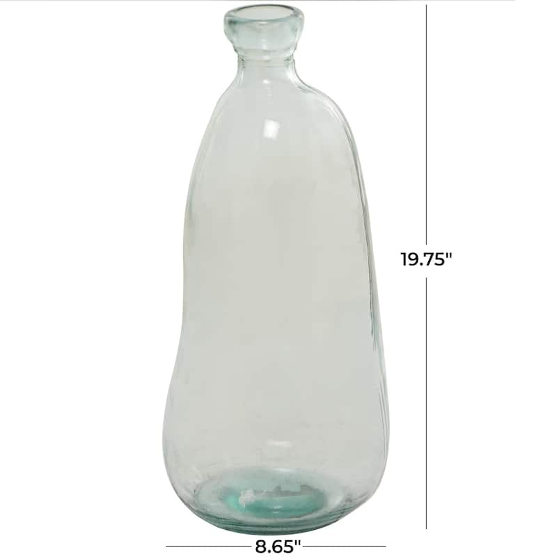 Recycled Glass Abstract Handmade Curved Spanish Bottle Decorative Vase - Green, Blue, Clear, Brown - Roche River Decor