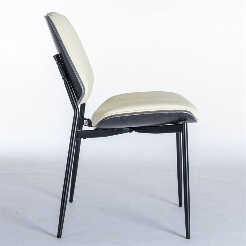 Modern Retro Faux Leather Chair with Metal Legs (Set of 2)