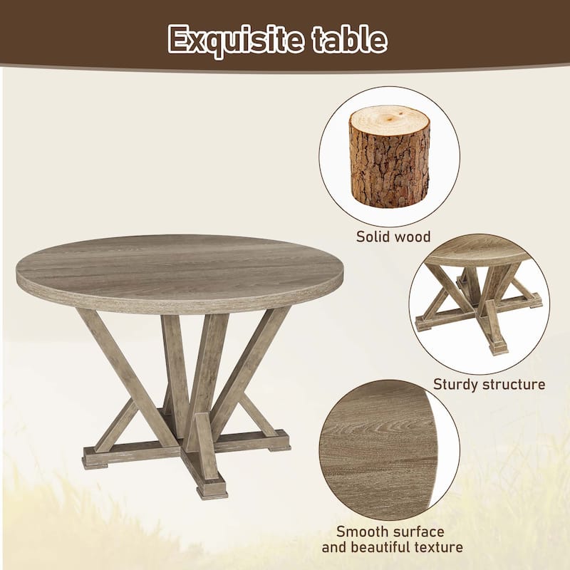 Modern Farmhouse Round Dining Table 45.7inch,only 1PC table