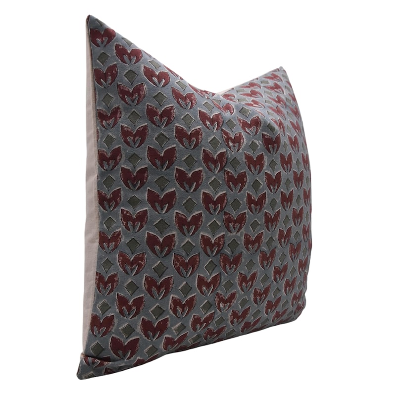 Fabdivine Hand Block Print Pillowcase in Cotton for Hotel Floral Cushion Cover Farmhouse Throw Décor, Coastal Tulip