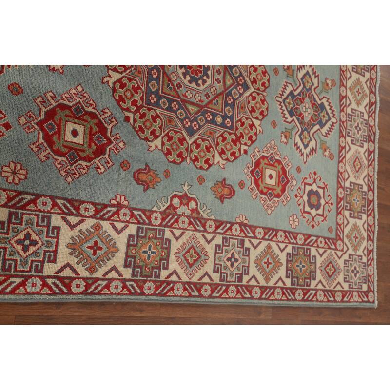 Blue Kazak Oriental Area Rug Handmade Wool Carpet - 4'10" x 6'6"