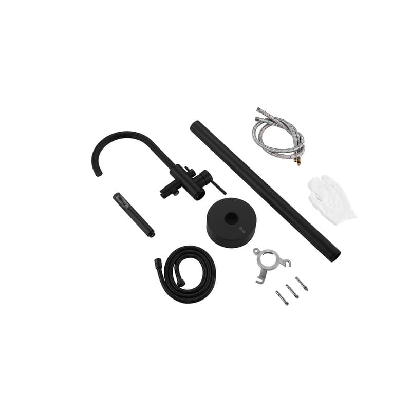 Indigo Home Floor Mounted Roman Tub Faucet with Handshower