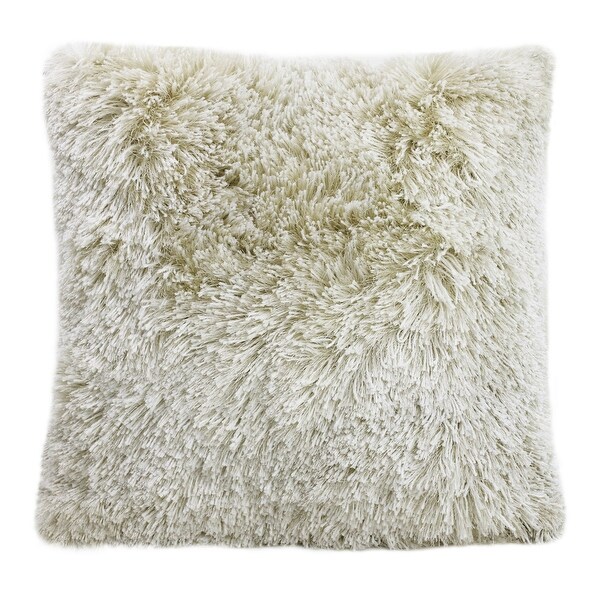 white shag throw pillow