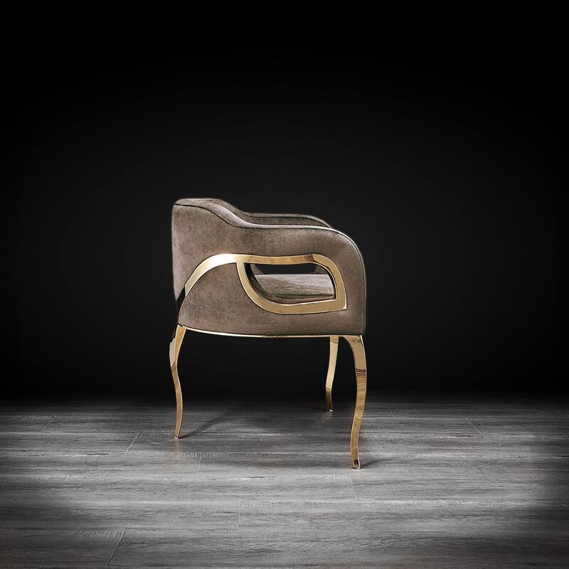 Caprice Titanium Gold Stainless Steel Dining Chair