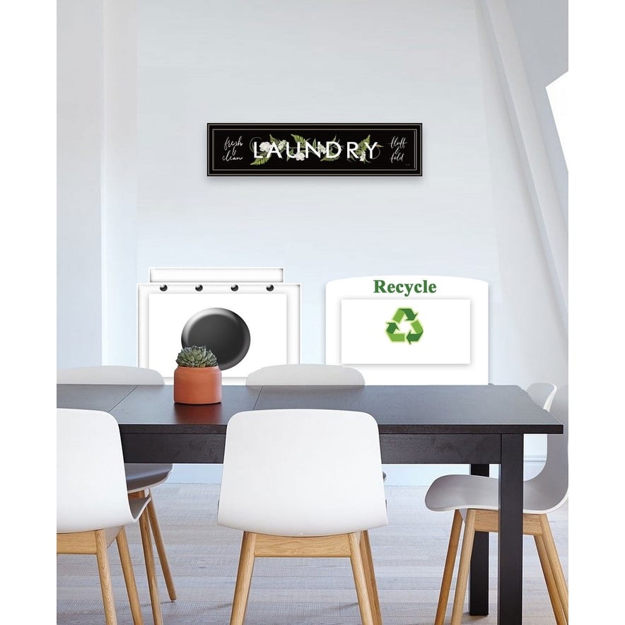 TrendyDecor4U Traditional "Laundry-Fresh & Clean" Framed Print Wall Art by House Fenway - Blue, Green, White, Earthtones