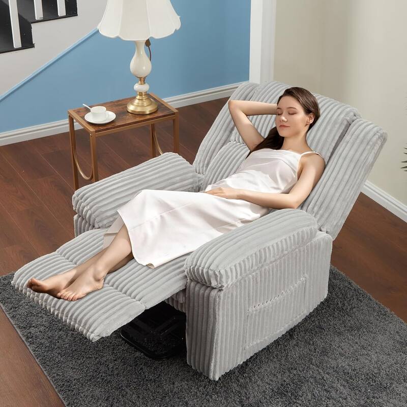 Corduroy Manual Recliner Sofa for Living Room, Bedroom, Home Theater