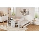 preview thumbnail 27 of 30, Twin Wooden Platform Bed with Trundle, Built-in Study Desk, Storage Shelf & 3 Drawers, Space-Saving Bed for Kids/Teens