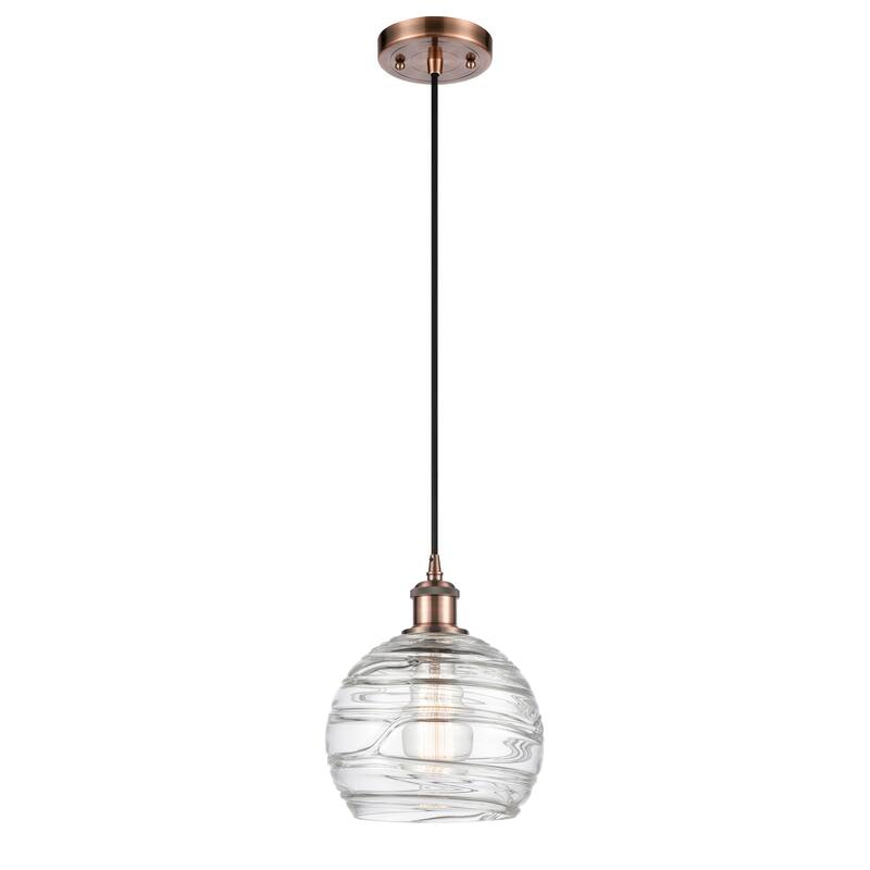 Innovations Lighting Ballston Athens Deco Swirl - 1 Light 8" Cord Hung Mini Pendant - Antique Copper