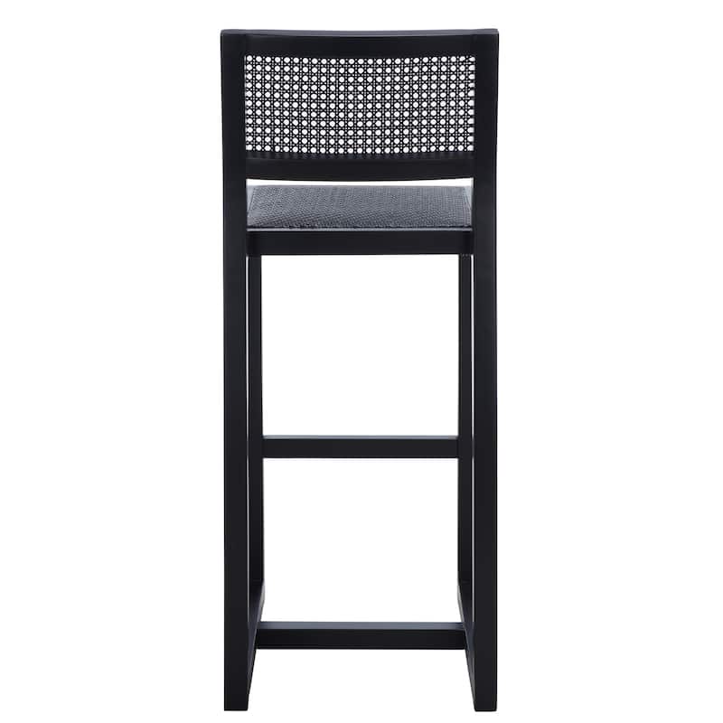 SAFAVIEH Evangeline Rattan Bar Stool - 16" W x 19" D x 41" H - 16Wx19Dx41H