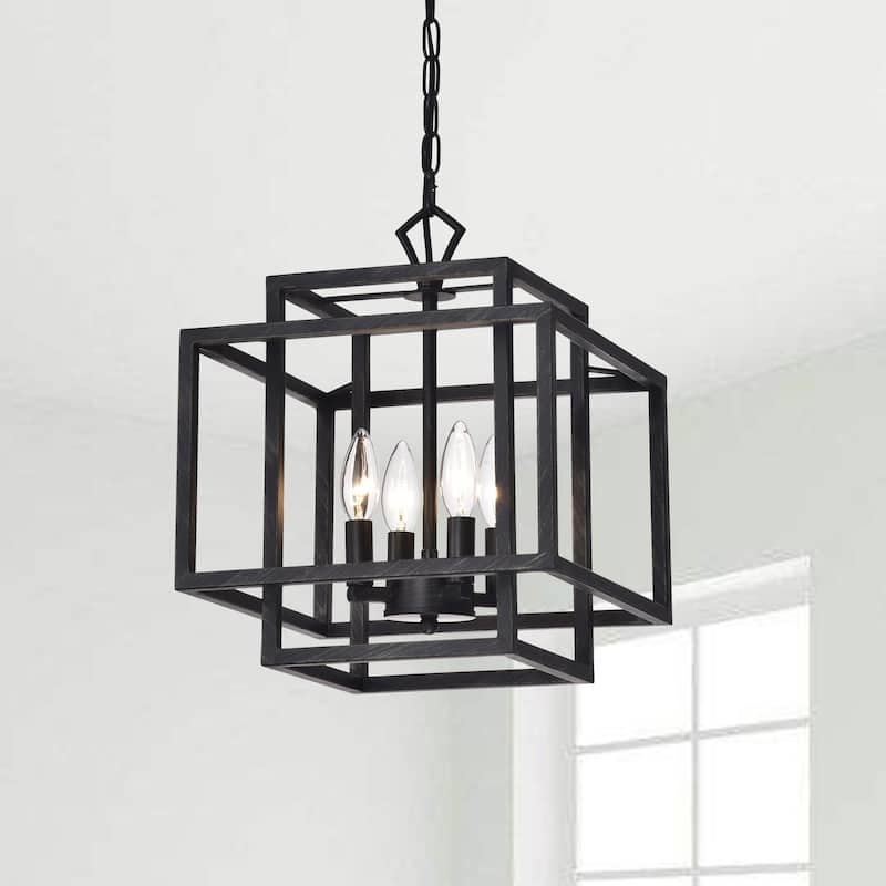 Eleonor Antique Black 4-light Ironwork Chandelier