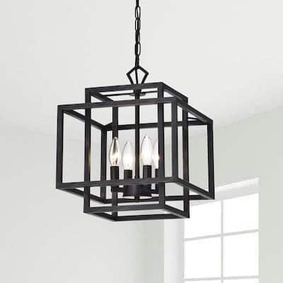 Eleonor Antique Black 4-light Ironwork Chandelier