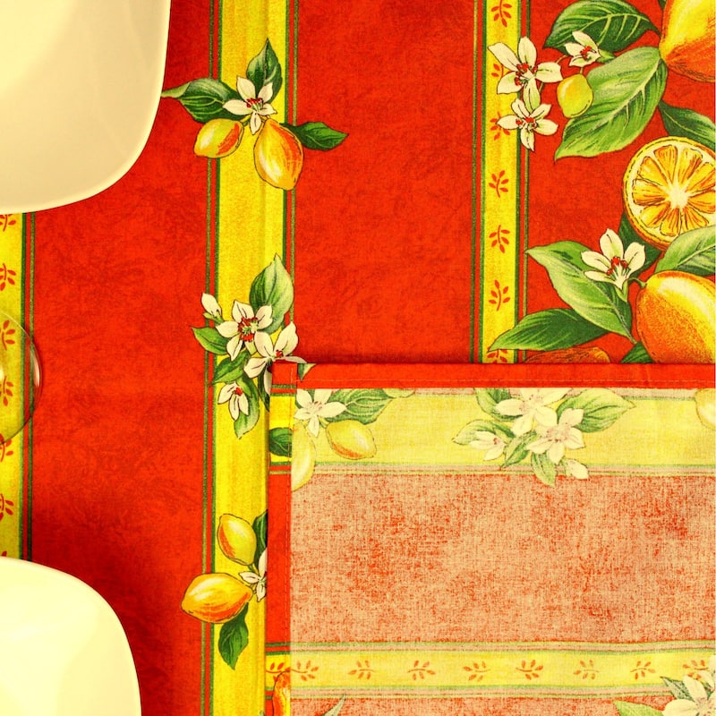 Wipeable Spill Resistant Provencal Cotton Cannes Collection Tablecloth