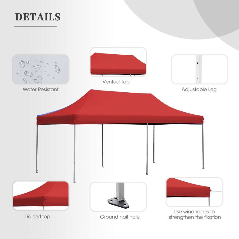 Ainfox 10ft x 20ft Outdoor Gazebo Pop up Canopy Tent Heavy Duty Instant Shelters