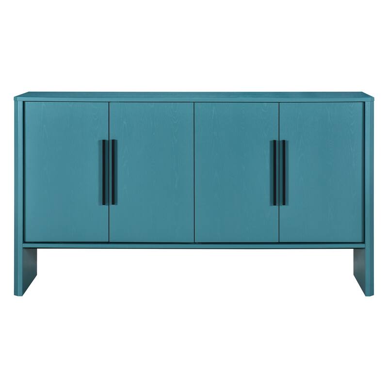 4-Door Retro Sideboard with Adjustable Shelves, Large Storage Cabinet, Antique Blue