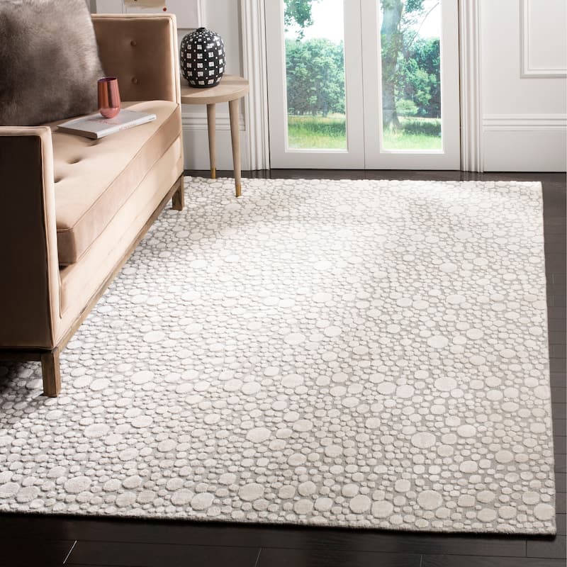 SAFAVIEH Handmade Mirage Minami Modern Abstract Viscose Rug - 9' x 12' - Silver/Cream