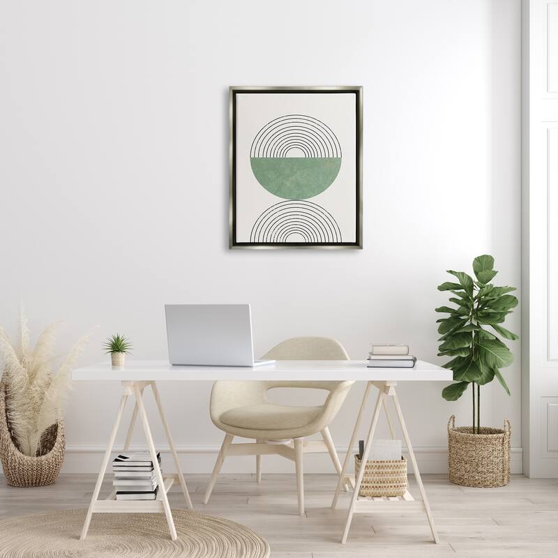 Stupell Abstract Geometric Circular Study Curved Art Deco Floater Frame - Beige