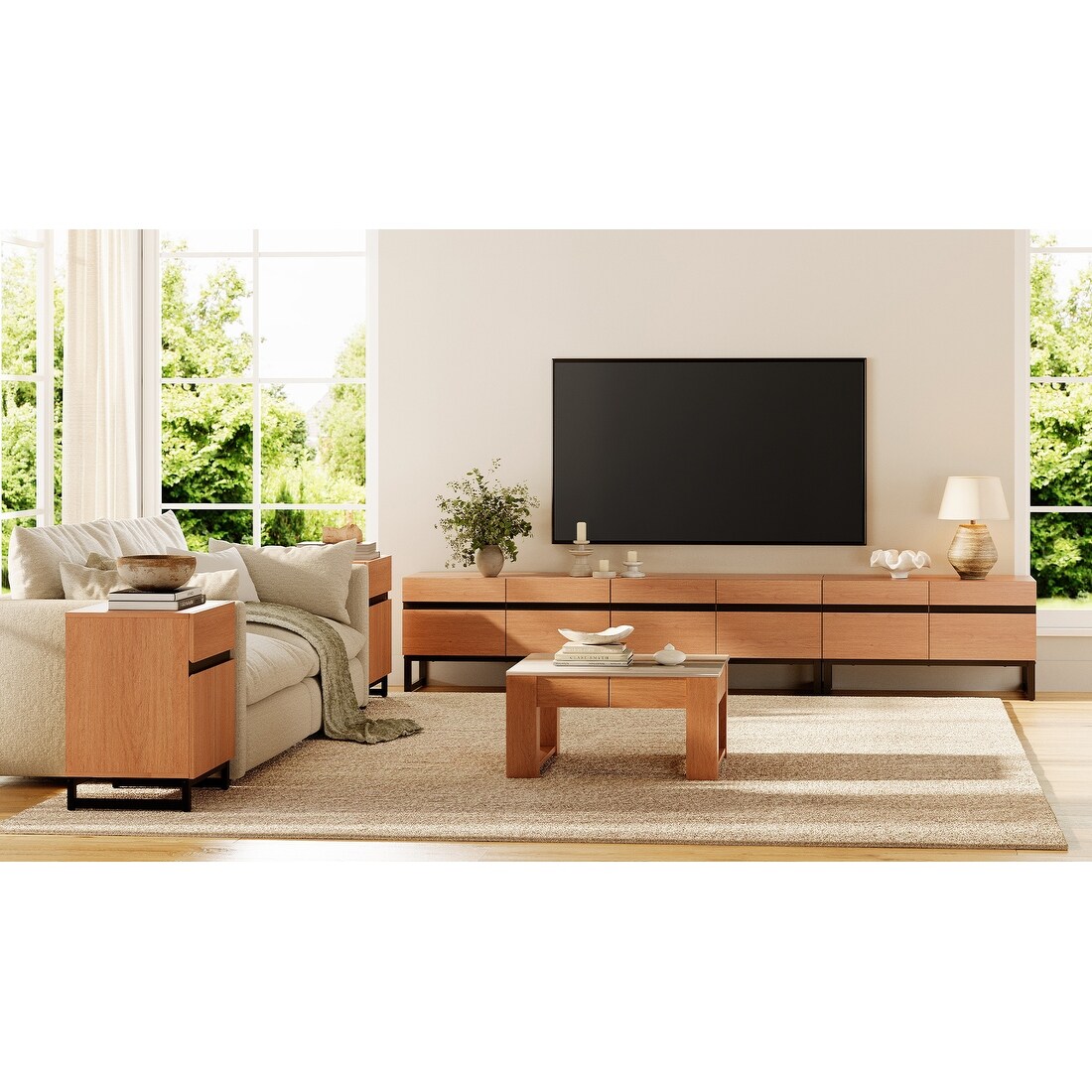 WAMPAT TV Stand and End Table Set of 3