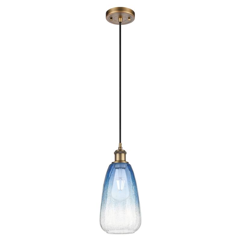 Innovations Lighting Endless Possibilities Ballston - Brookhaven Almond - 1 Light 6" Cord Hung Mini Pendant - Brushed Brass/Sapphire Blue