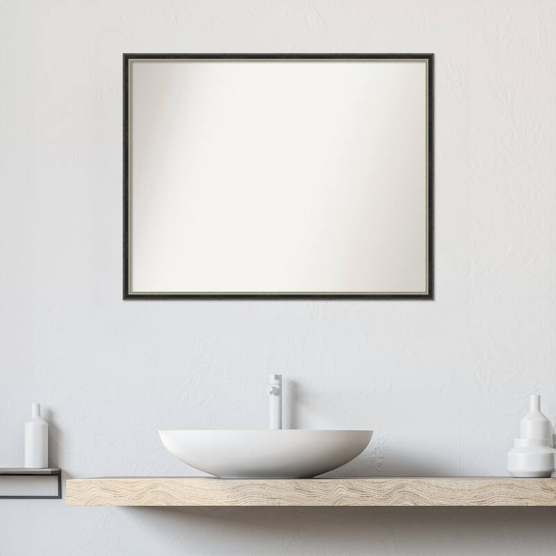 Theo Narrow Non-Beveled Wood Framed Bathroom Vanity Wall Mirror