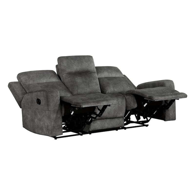Liriope Microfiber Manual Double Reclining Sofa