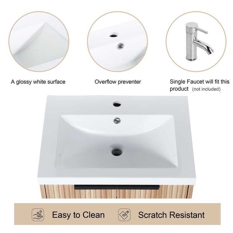 Malwee 24"/30"/48" FreeStanding Bathroom Vanity, Floor Stand Bathroom Vanity with Resin Top,Soft Close Door & Drawer