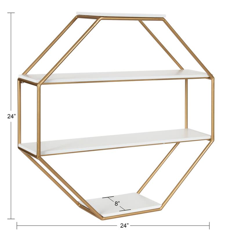 Kate and Laurel Lintz Octagon Floating Wall Shelf