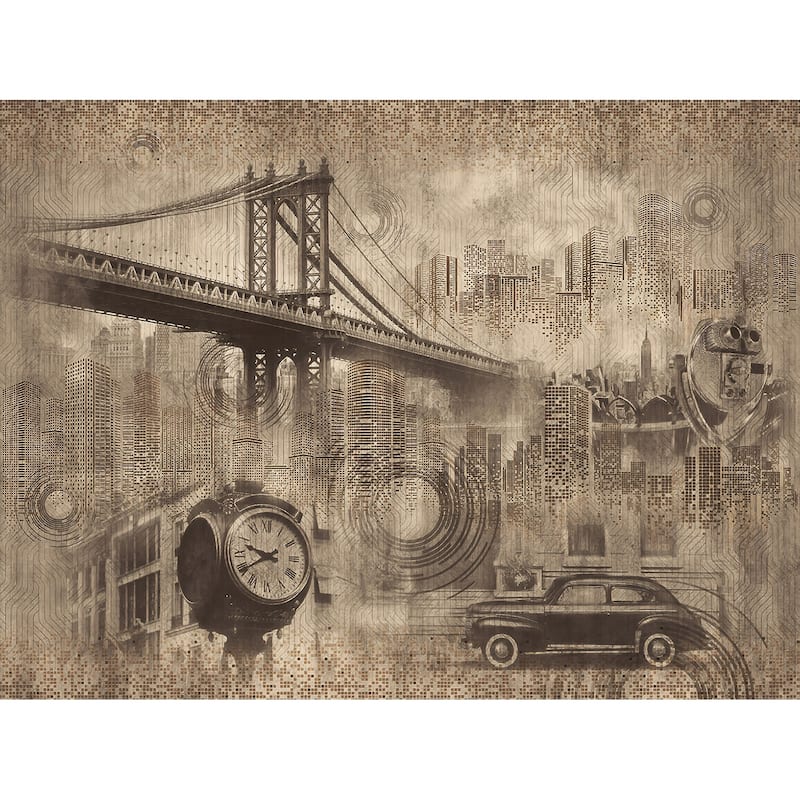 Brooklyn Bridge Nostalgic City View TEXTILE Wallpaper - On Sale - Bed ...