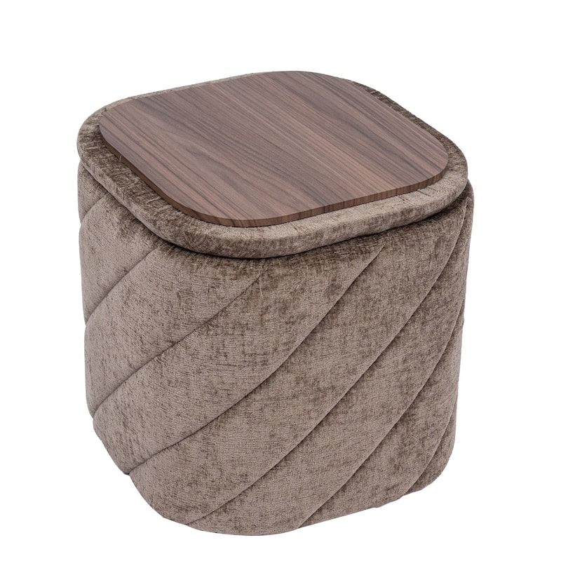 Square Diagonal Tufted Folding Storage Ottoman with Reversible Lid