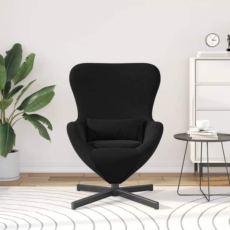 vidaXL Egg Chair Black/ Dark/Light Grey Velvet - 24.8 x 28.7 x 35.4