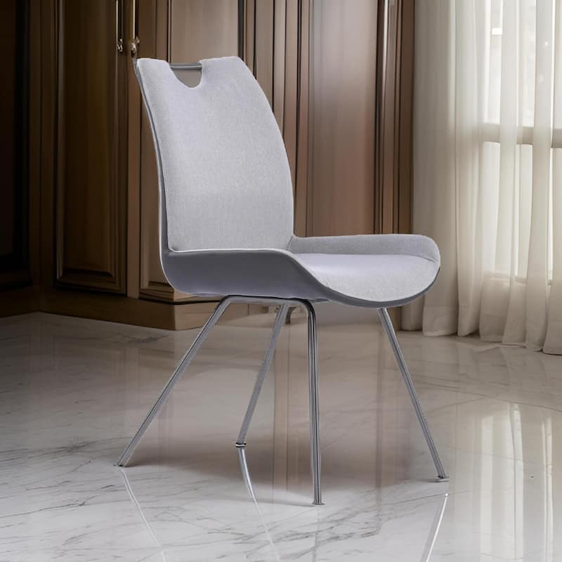 Silver/Gray Fabric Upholstered Metal Frame Dining Chair, Set of 2, Sturdy Dining Chair for Dining Rooms - 23.5