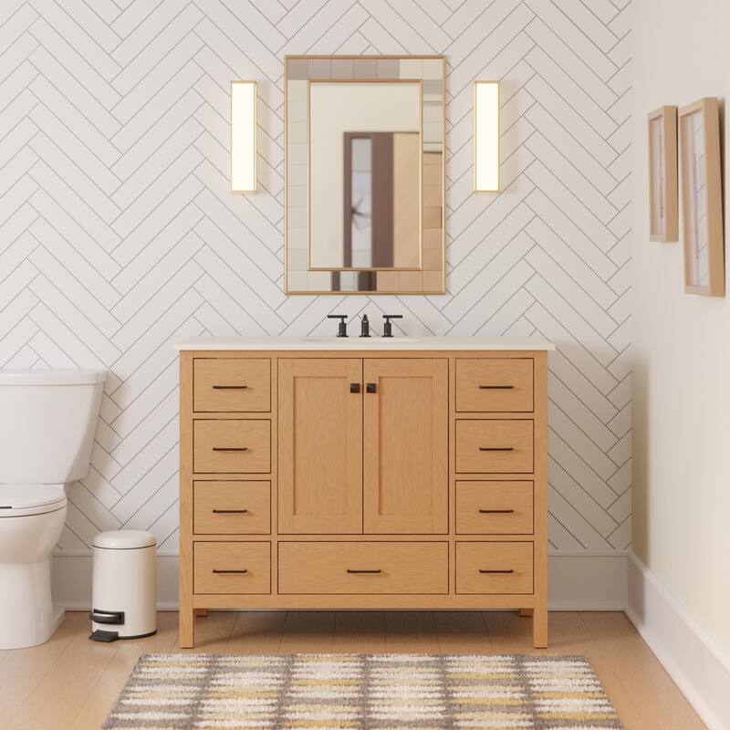 KitchenBathCollection Horizon 48" Bathroom Vanity with Engineered White Top