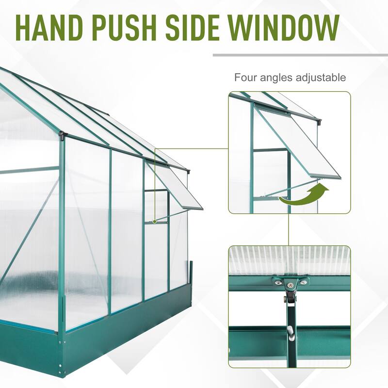 Outsunny Walk-in Plant Greenhouse for Backyard/Outdoor Use with Temperature Controlled Window, Aluminum Frame, PC Board