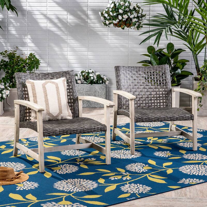 2 Piece Modern Wooden Patio Chair Set, Lounge Chair for Garden, Backyard, Porch & Deck