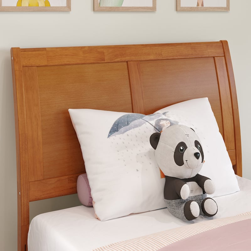 Valencia Solid Wood Low Profile Sleigh Platform Bed with Matching Footboard