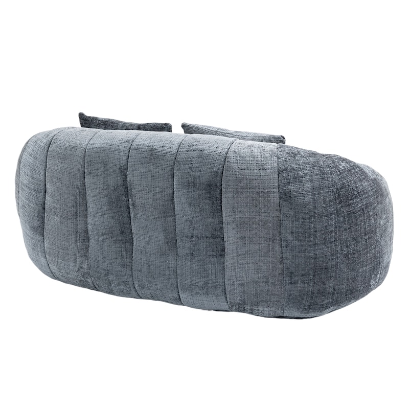 Gray Modern 59.05" Chenille High Back Loveseat Upholstered Chaise Lounge Chair with Pillows