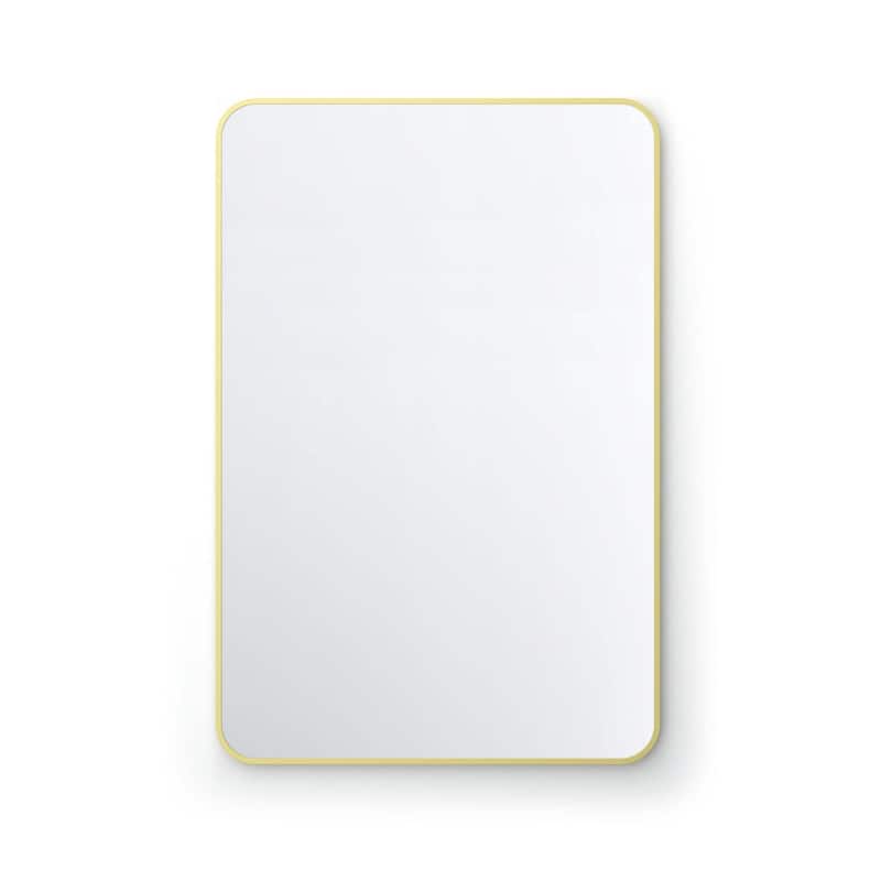 24 x 36 Inch Shatterproof Wall Mount Metal Frame Mirror - Brushed Gold