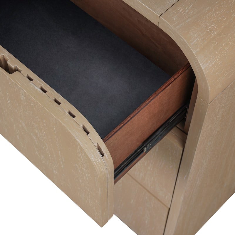 Furniture of America Adrienne Modern Natural Solid Wood 2-Drawer Nightstand With USB Ports
