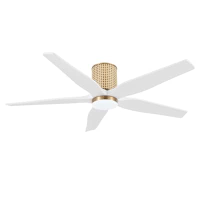 54 Inch. 5 Blades Dc Motor Indoor Flush Mount Ceiling Fan With light kit and Remote - 54"