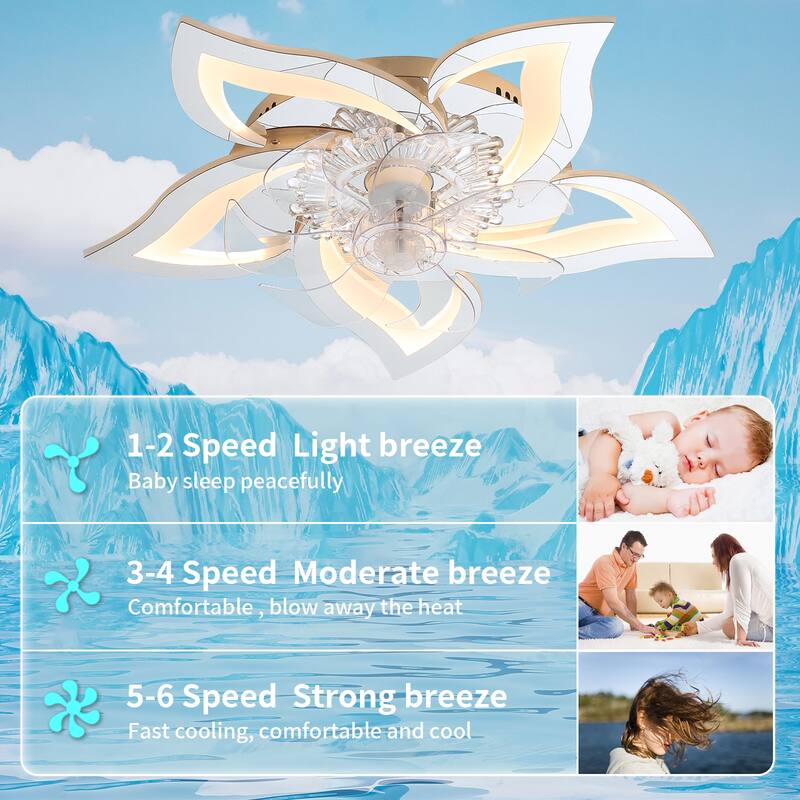 27 In Ceiling Fan with Lights Remote Contro Dimmable LED, 6 Gear Wind Speed Fan Light