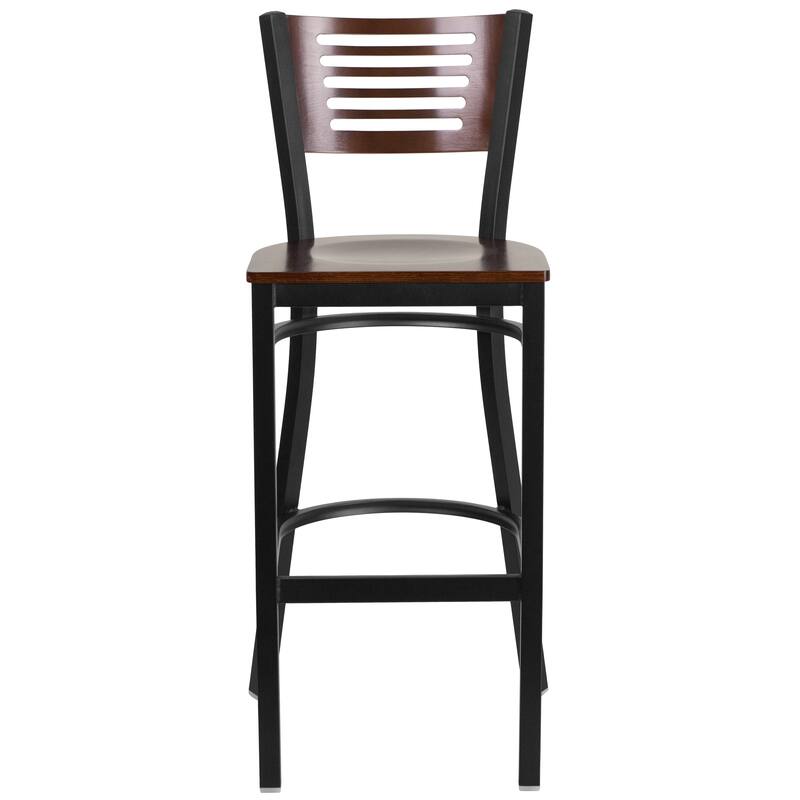 2 Pk. Hercules Series Decorative Slat Back Metal Restaurant Barstool - 19.75"W x 20"D x 43"H - 19.75"W x 20"D x 43"H