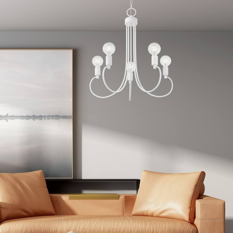 Livex Lighting 5-light White Finish Chandelier, 42925-03 - 25" DIA X 25.5" H