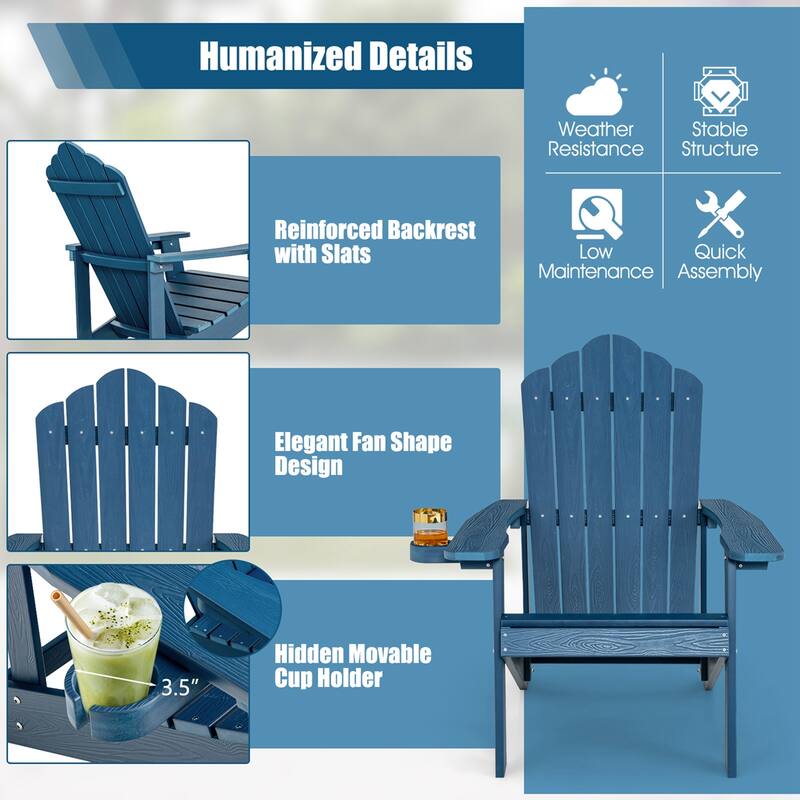 Costway Adirondack Chair HIPS Adirondack Chair with Cup Holder & - See Details