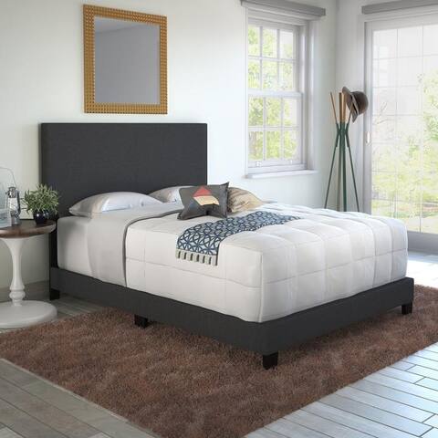 Sleep Sync Tivoli Charcoal Linen Upholstered Platform Bed Frame in four sizes