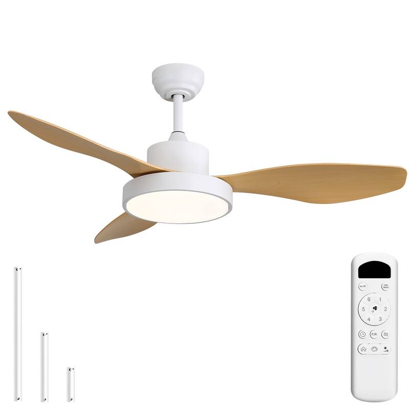 Sofucor 47 Inch Ceiling Fan with Light,Large Dimmable Memory LED,6 Speeds 5500CFM High Velocity Timer Reversible,ETL - 47 Inches - Light wood grain