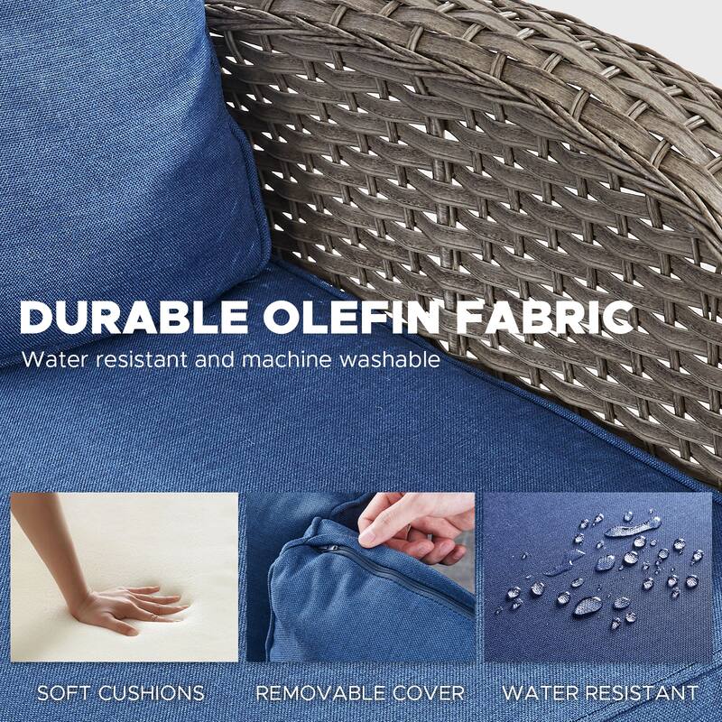 Outdoor Gliders Chair with Side Table Grey-Blue - Grey