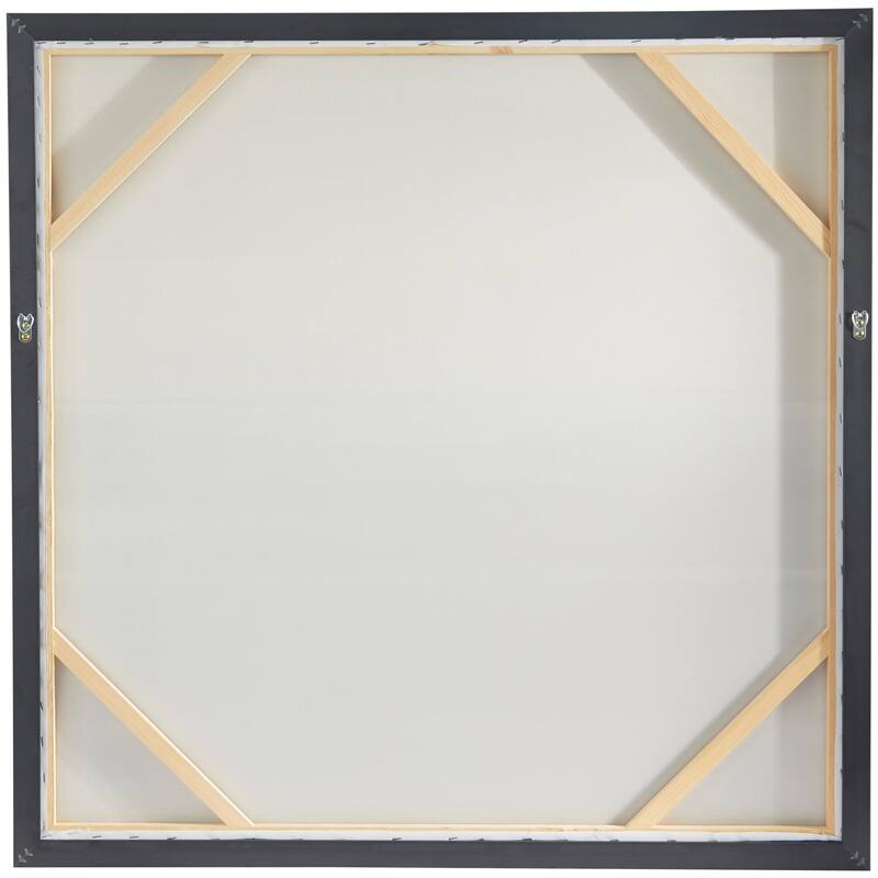 Blue Canvas Abstract Ocean Inspired Landscape Framed Wall Art with Silver Frame