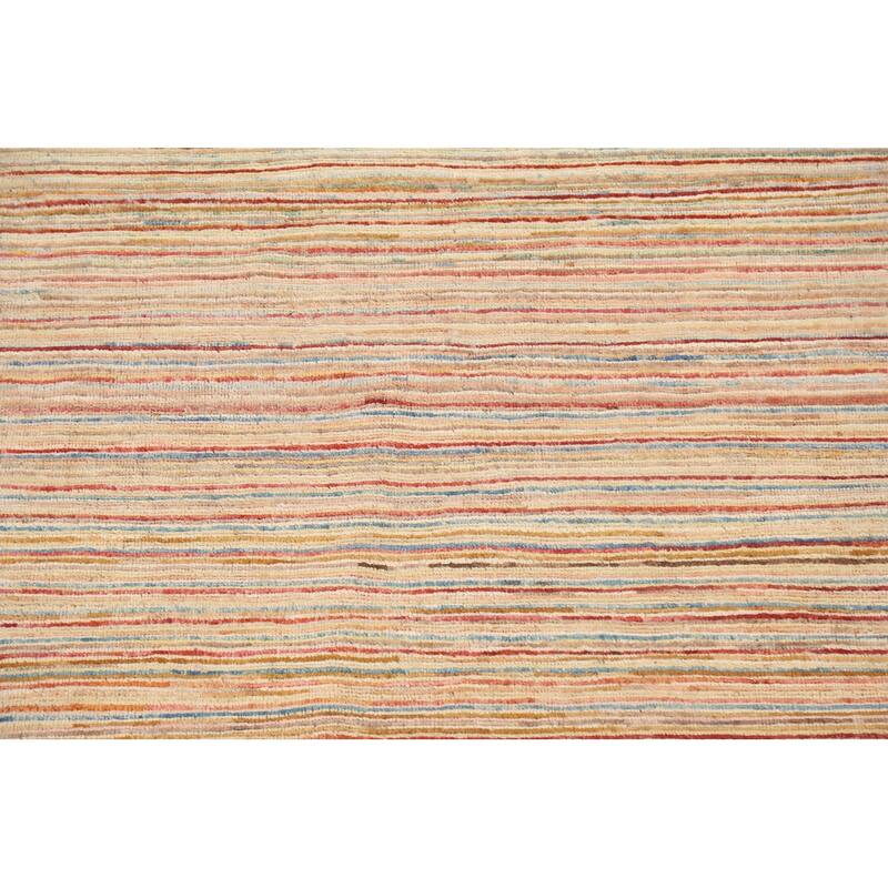 Modern Striped Gabbeh Kashkoli Wool Area Rug Hand-knotted Foyer Carpet - 3'1" x 4'10"