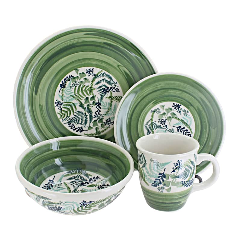 Blue Rose Polish Pottery Manufaktura Dinnerware (4PC) - Floating Fern